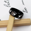 Black JoJo anime ring made of stainless steel with white Japanese katakana characters - US 7 / Black