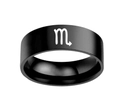 Bague signe zodiaque Scorpion en acier inoxydable noir avec bande interne polie - Taille 7 / Scorpion-Noir