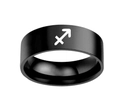 Bague en acier inoxydable noir mat avec le symbole du signe du zodiaque Sagittaire - Taille 7 / Sagittaire-Noir