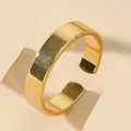 Polished gold minimalist C-shaped open ring with an adjustable wide band for women - Adjustable Open / Gold 4mm