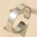 Minimalist silver wide band C-shaped open ring with high polished mirror finish - Adjustable Open / Silver 4mm