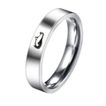Polished titanium steel ring with minimalist penguin engraving for couples and daily wear - US 6 / Penguin Without Heart