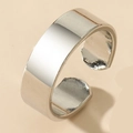 Minimalist wide open C-shaped ring with polished silver finish for men and women - Adjustable Open / Silver 6mm