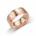 Gepolijste roségouden DAD titanium stalen herenring met Love You Dad gravure - US 6 / Roségoud