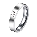 Polished stainless steel couple ring with minimalist cartoon figure engraving for lovers - US 6 / Narrow Band (4mm)