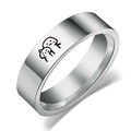 Polished stainless steel couple ring featuring engraved minimalist cartoon avatars - US 6 / Wide Style (6mm)