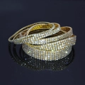 Bracelet de cheville multicouche doré orné de cristaux de strass brillants et extensibles - Une Rangée / Or