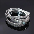 Bracelet de cheville élastique argenté multicouche orné de strass étincelants - Une Rangée / Argent