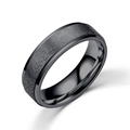 Macro view of black titanium steel ring featuring frosted surface and polished inner edge - US 7 / 6mm Wide Frosted Black