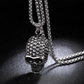 Collar retro de acero inoxidable con colgante de calavera punk y cadena de caja - Plateado