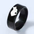 Minimalist black stainless steel wide ring with silver corgi dog silhouette design - Size 5 / Corgi Silhouette (M267JR2010-8BK) / Black