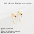 Orecchini a catena con cristallo rosso di gennaio in acciaio inossidabile oro 14K - Color Acciaio / Gennaio Rosso (Colore Granato)