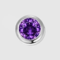Pendentif gemme violette de taille ronde avec monture en acier argenté poli - Couleur Acier (JJYP36094) / Juin-Violet