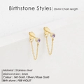 Orecchini a nappa in acciaio placcato oro 14K con zirconia viola di febbraio - Color Acciaio / Febbraio Violetto