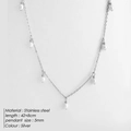 Silver stainless steel necklace with white pearl pendants, 42+8cm chain length - Steel Color 42+8CM
