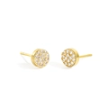 Boucles d'oreilles rondes en acier inoxydable doré avec cristaux de zircone pavés clairs - Avril Blanc - Argent