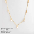 14K gold plated stainless steel necklace with 5mm pearls, adjustable length 42+8cm - Gold 42+8CM