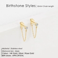 Orecchini minimalisti in acciaio inox 14K oro con cristallo portafortuna da 3mm - Color Acciaio / Aprile Bianco (Colore Diamante/Cristallo)