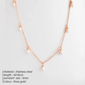 Rose gold stainless steel necklace with evenly spaced 5mm white pearls - Rose Gold 42+8CM