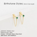 Orecchini a catena in acciaio oro 14K con pietra portafortuna smeraldo di maggio - Maggio Verde (Colore Smeraldo)