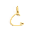 Pendentif lettre C en acier inoxydable doré poli avec petit cœur et anneau de suspension - Lettre C / 10mm de Hauteur (Sans Boucle) / Or