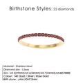 14K gold plated stainless steel ring with 22 red simulated diamonds and channel setting - US 5 / Steel (January Red)