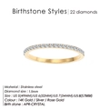Minimalist 14K gold plated stainless steel ring with 22 paved crystal stones - Steel Color No.5 / April White (Diamond/Crystal Color)
