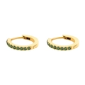 Elegant gold-plated stainless steel hoop earrings with channel-set green crystals - Steel / August Light Green (Peridot Color)