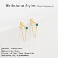 Eleganti orecchini a nappa in acciaio dorato 14K con perno in acquamarina blu - Dicembre Blu Lago (Colore Topazio Blu/Zircone)