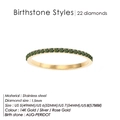 Bague en acier inoxydable plaqué or 14K avec 22 pierres péridot vert d'août - Couleur Acier No.5 / Août Vert Clair (Couleur Péridot)
