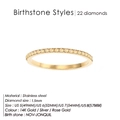 Bague en acier inoxydable plaqué or 14K avec pierres Jonquil de novembre style éternité - US 5 / Acier (Novembre Jaune Clair)