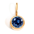 Elegant gold-plated stainless steel pendant with round dark blue rhinestone - Sep-Sapphire