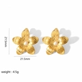 French vintage 18K gold plated floral stud earrings with white pearl center for women - Gold Flower Artificial Pearl Earring Style (JJTE6095)