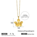 Waterproof gold stainless steel flower pendant necklace with matte five-petal floral design - Textured Flower Style (DJN004GL)