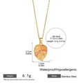 Golden leaf pendant necklace in stainless steel with colorful enamel and crystals - Enamel Leaf Style (DJN015GL-P)