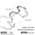 Silberner gewellter Edelstahl-Armreif, 12g Gewicht mit 6cm Innendurchmesser für Damen - Silber (DKB253016S)