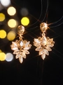 Elegant champagne gold flower cluster drop earrings with brilliant marquise cut crystals - Gold and Champagne Luxury Pendant Style