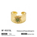 Anello vintage in acciaio inox dorato 18k con stella e pietra turchese verde - Stile Pietra Verde Texture Raggio di Sole (WF-R007GL)