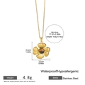 Golden stainless steel necklace featuring a five-petal flower pendant with tiger eye bead - Gemstone Flower Style (DJN009L)
