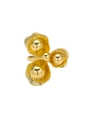 Detail eines goldfarbenen Blumenrings mit gebürsteten Blütenblättern und 3D-Metallkugeln - Dreiblättriger Blumenstil mit Gebürsteter Textur (BTR095GL)