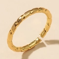 Irregular bamboo texture open ring in gold finish with minimalist aesthetic for women - Adjustable Open / Bamboo Texture Style (JZ587GL)