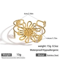 Details zur Goldarmspange mit Blumenmuster, Maße: 6 cm Durchmesser und 4,4 cm Höhe - Sonnenblumenblatt Hohlstil (DKB253008GL)