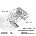 Silberner Edelstahl-Manschettenarmreif mit Schmetterlingsmotiv und Netzstruktur - Schmetterling 3D Mesh Stil (DKB253026S)