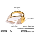 Detailweergave van 18k vergulde roestvrijstalen ring met afmetingen en waterdichte kenmerken - Goud-Wit