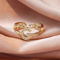 Adjustable gold plated sparkling diamond letter ring featuring a G pendant on pink silk - Gold Letter G Pendant Style (ALR053GL)