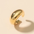 Minimalist gold dome crescent open ring with a high-polished mirror finish for women - Adjustable Open / Gold
