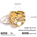 Detail view of wave-textured stainless steel ring showing size dimensions and 4g weight - White (DKR251056GL-W)