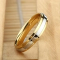 Anillo de acero inoxidable 316 pulido con acabado bicolor plata y oro para parejas - US 5 / 4mm