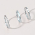 Set di tre anelli minimalisti in argento con trame a corda intrecciata e scanalate - Aperto Regolabile / Set da 3 Pezzi Argento (Perlato/Liscio/Geometrico) (ZHJZ306S)