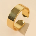 Detailed close-up of wide gold-plated open ring with a polished mirror finish surface - Adjustable Open / Gold 6mm